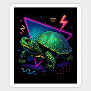 Retro Neon Southern Painted Turtle Magnet